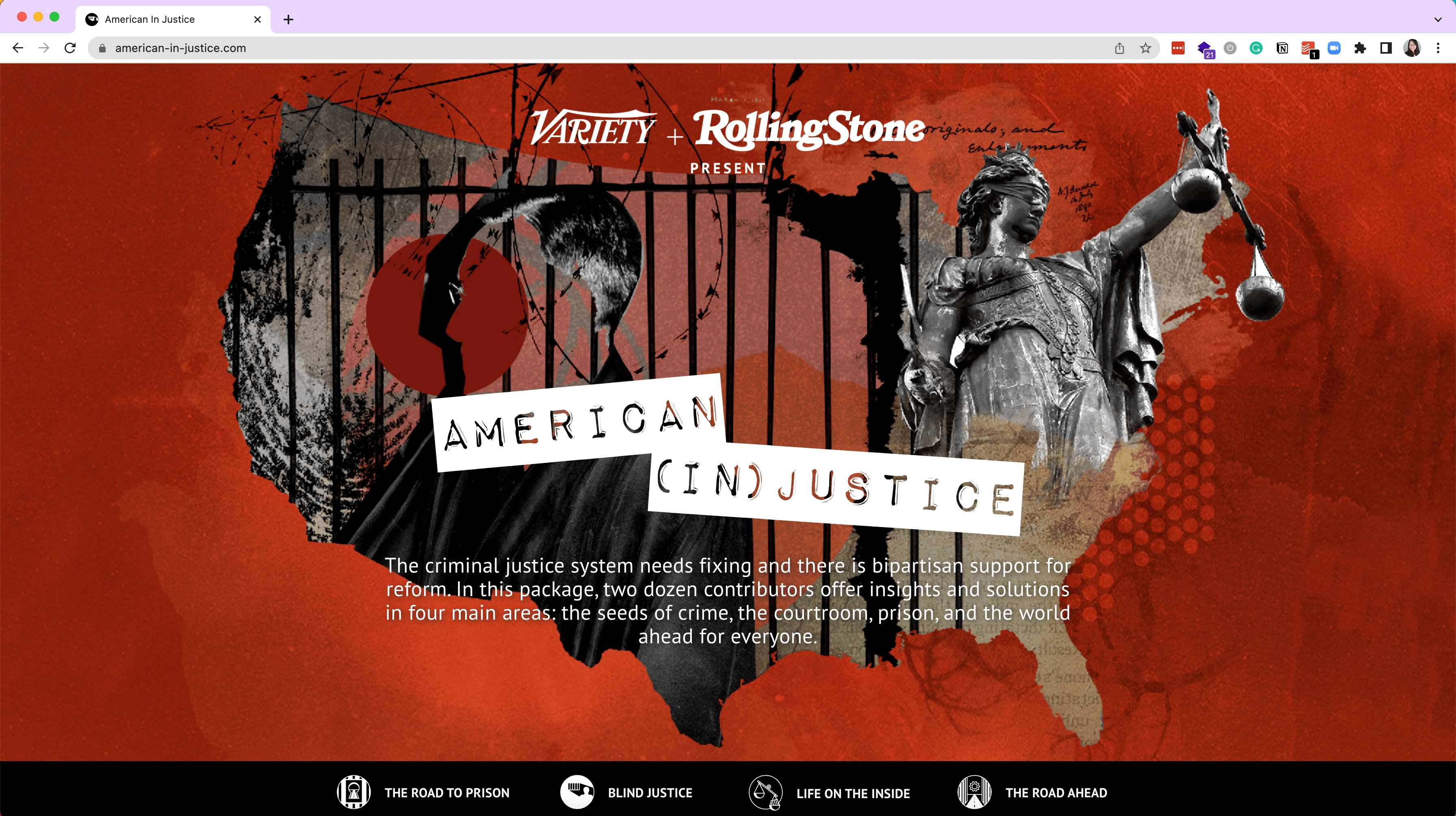 American In Justice website screenshot.